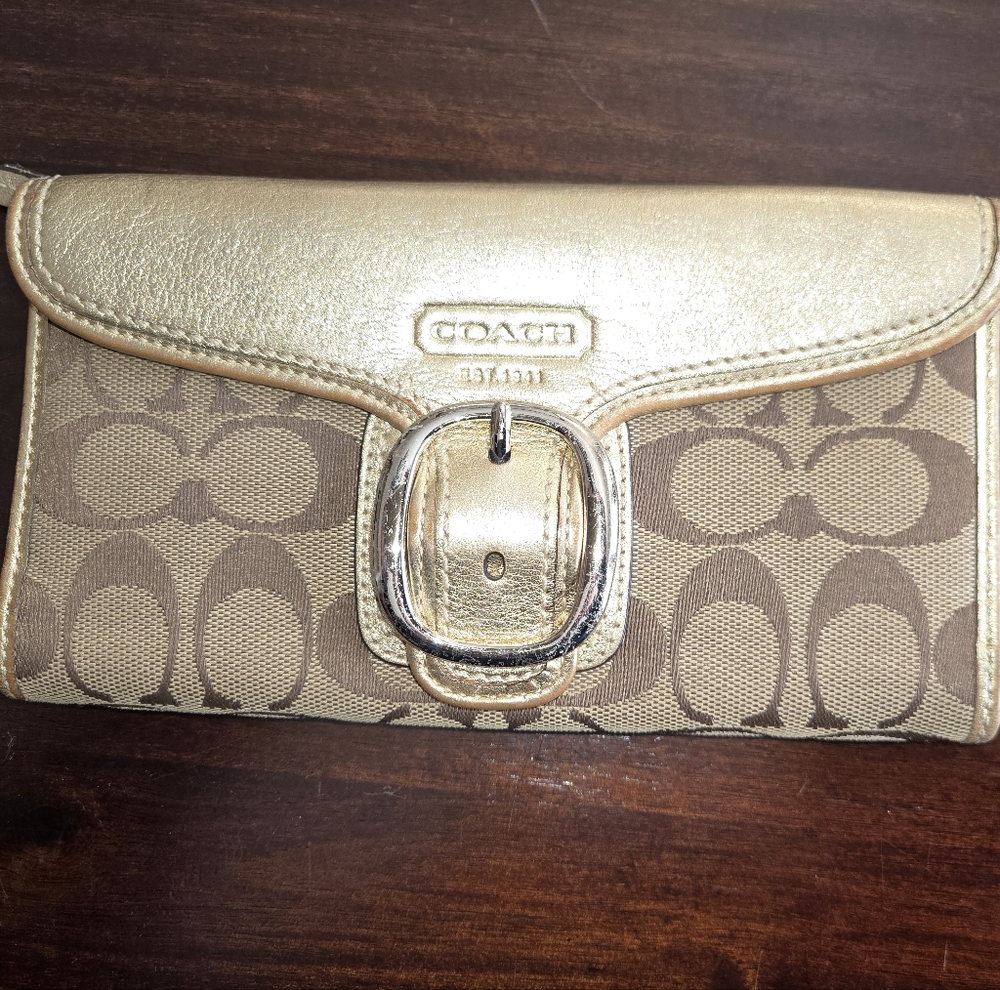Reserved COPY - Gold Signature large Coach wallet